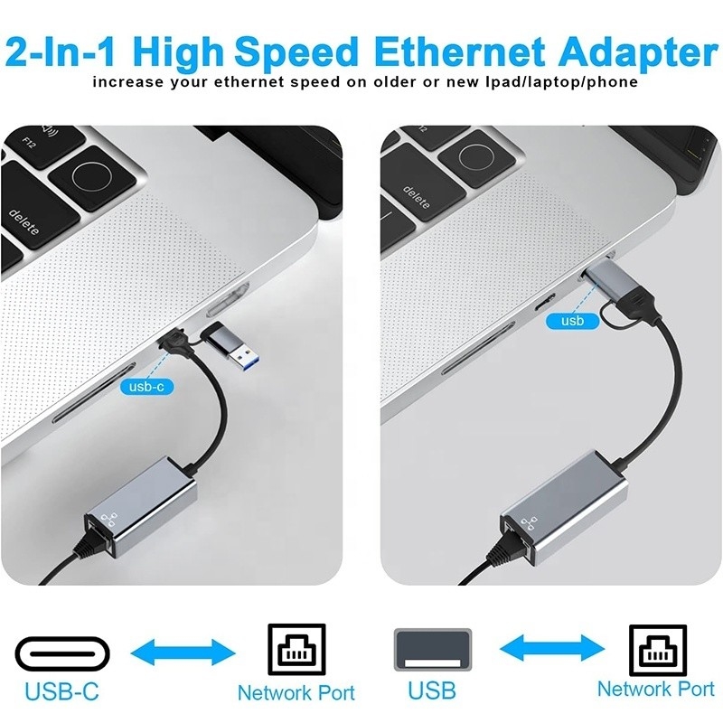 USB C Type-C به RJ45 اترنات گگابیت LAN آداپتور برای لپ تاپ در تقاضای بالا