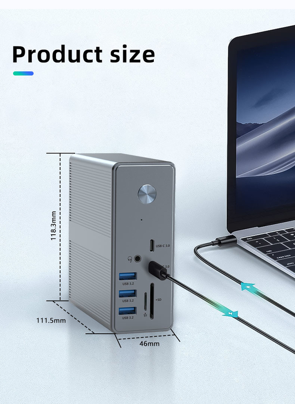 آلیاژ آلومینیوم و مواد ABS USB C Docking Station با قابلیت وصل و پخش کارت خوان SD / TF