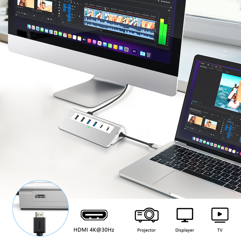 ویژگی های اضافی 9 در 1 ایستگاه اتصال USB-C با راهنمای کاربر و طراحی کامپکت شامل