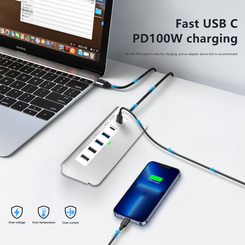 ویژگی های اضافی 9 در 1 ایستگاه اتصال USB-C با راهنمای کاربر و طراحی کامپکت شامل