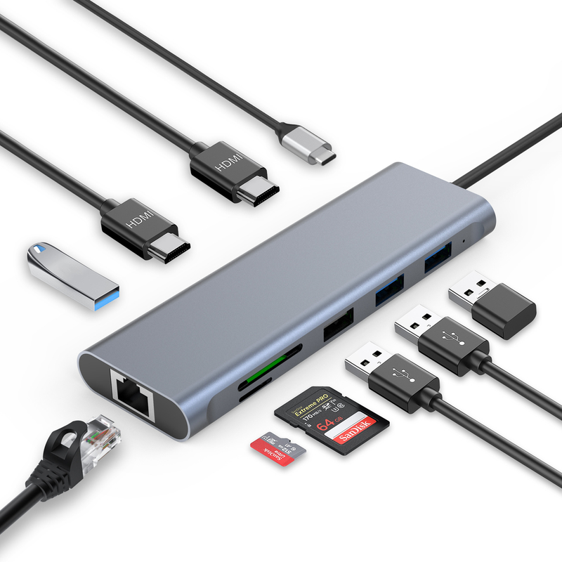 نوع C USB Multi Port Hub USB Type-C Adapter با پورت های USB 3.0 و RU6A-H2