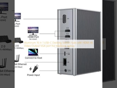 هاب های ایستگاه اتصال 16 در 1 USB-C آلومینیومی با پورت HDMI 4K Video Output VGA برای لپ تاپ مک بوک